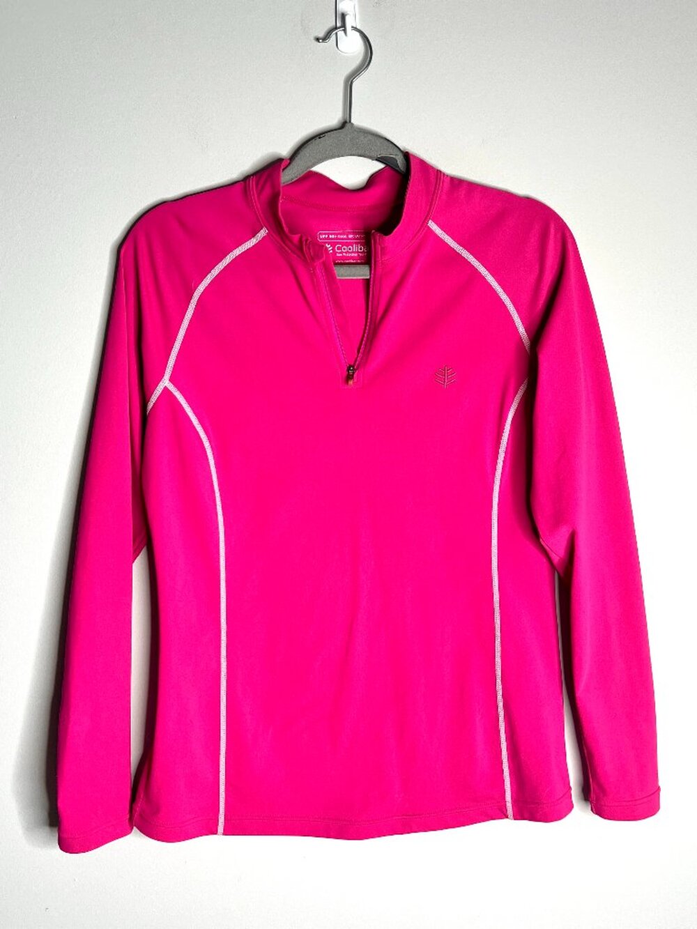 Coolibar Hot Pink Quarter Zip Lightweight Pullover UPF 50+ Outdoor Hiking Sz M